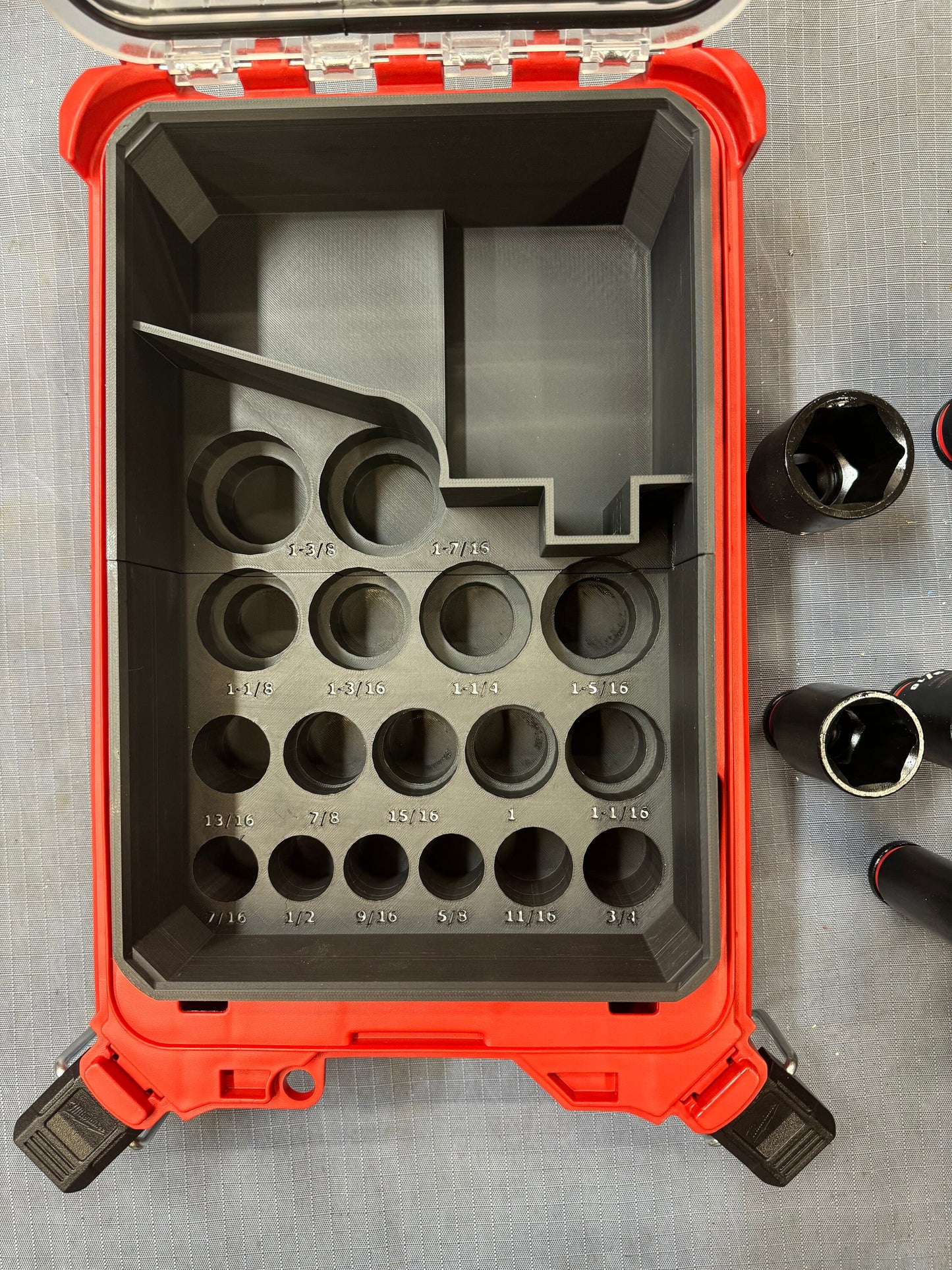 STL*** Milwaukee Packout Full size bin for impact socket set 49-66-7093 & M12 Impact Wrench DOWNLOAD ONLY***