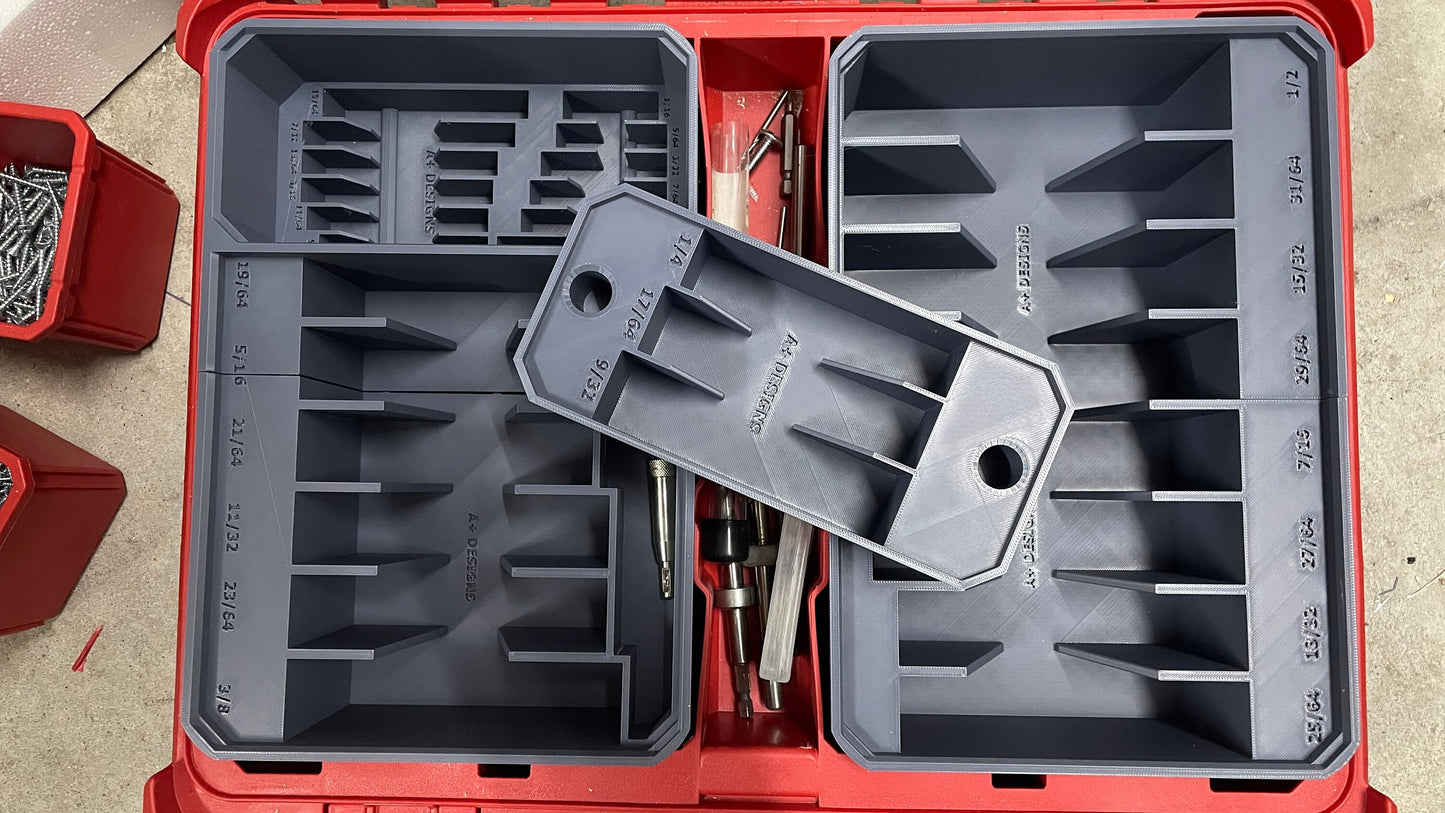 STL***Milwaukee Packout Deep organiser Imperial / Fraction Drill Bit holder for 48228435 or 48228430**DIGITAL DOWNLOAD
