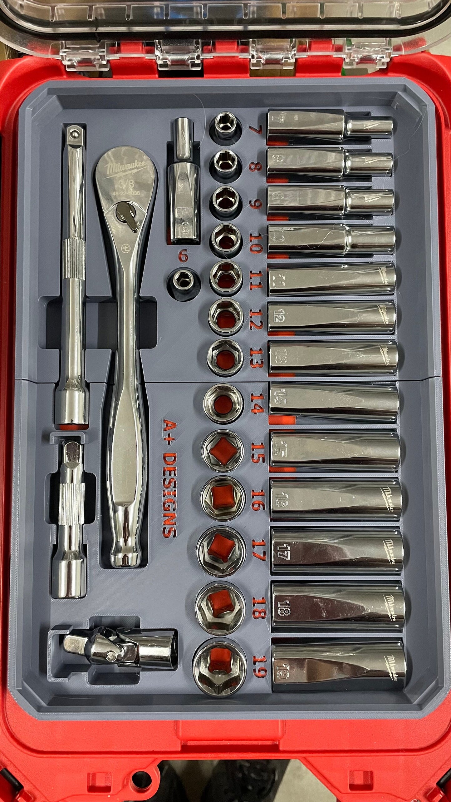 STL*** Packout insert for 3/8 Metric socket set for 48-22-9508 Milwaukee Packout*** STL ONLY