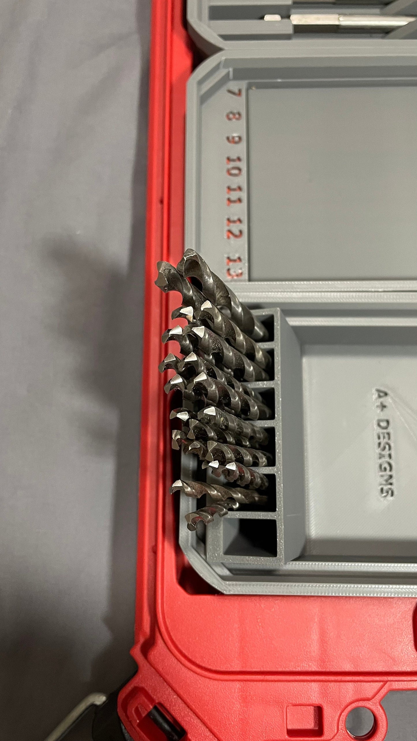 Milwaukee Packout Slim bins with flip out Metric Drill bit holders