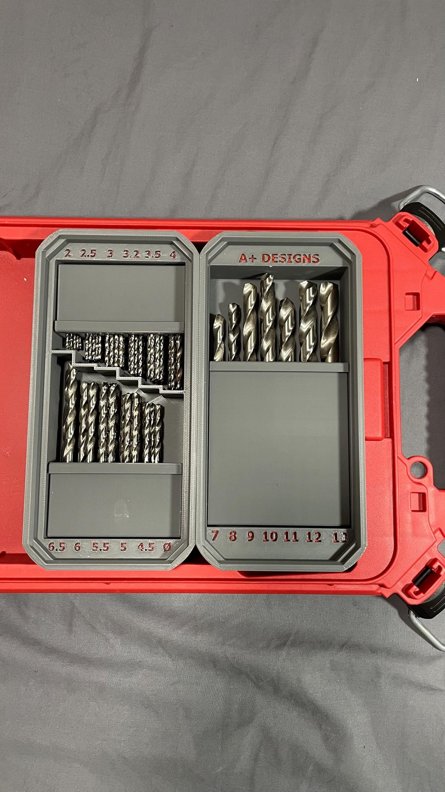 DIGITAL DOWNLOAD STL**** Metric flip up drill bit holders for Milwaukee slim packouts