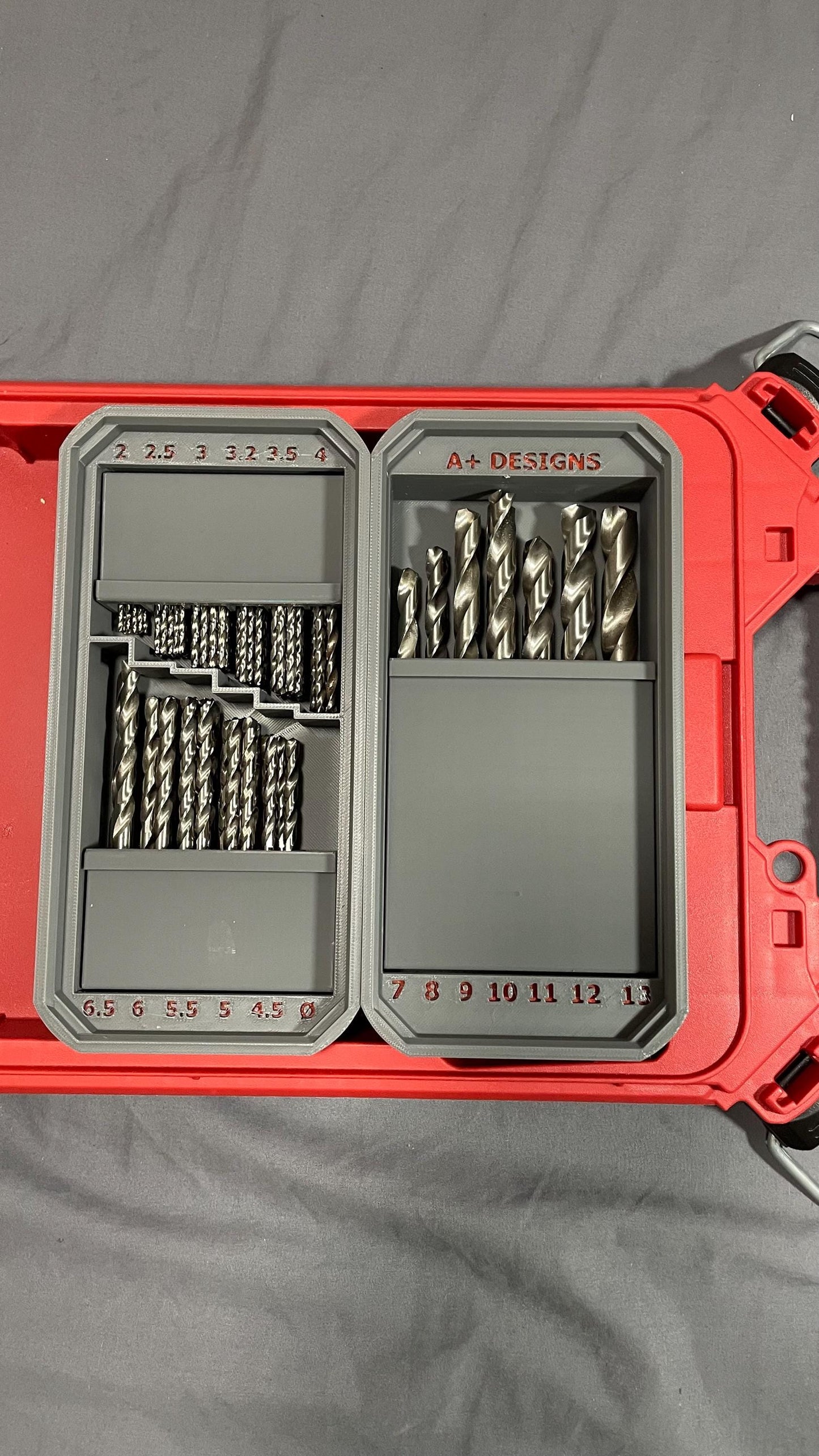 DIGITAL DOWNLOAD STL**** Metric flip up drill bit holders for Milwaukee slim packouts