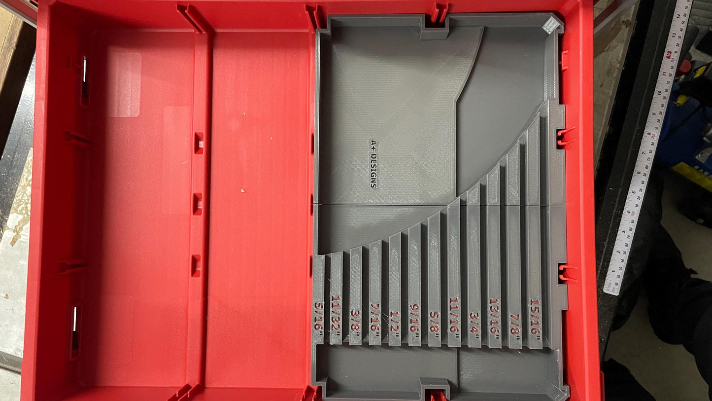 3D printed spanner divider for the Milwaukee Packout 4 Drawer system Metric or SAE