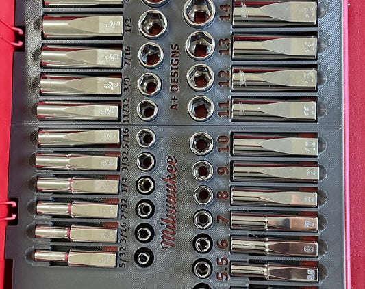 3D printed Milwaukee Compact Packout 1/4 socket set holder