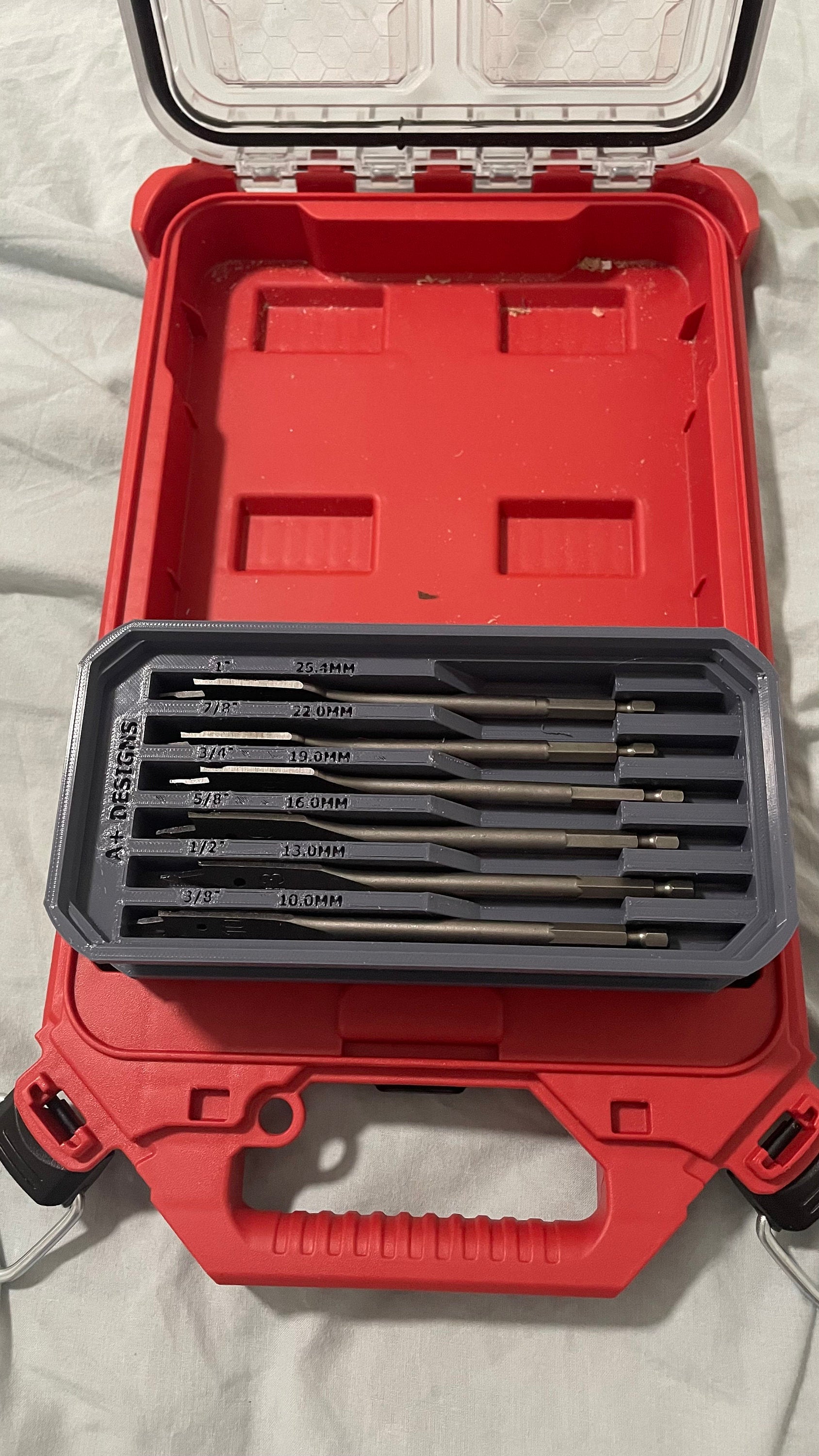 STL*** Milwaukee Packout Slim Bin Spade / paddle Bit holder 10-25mm or 3/8 - 1" STL ONLY