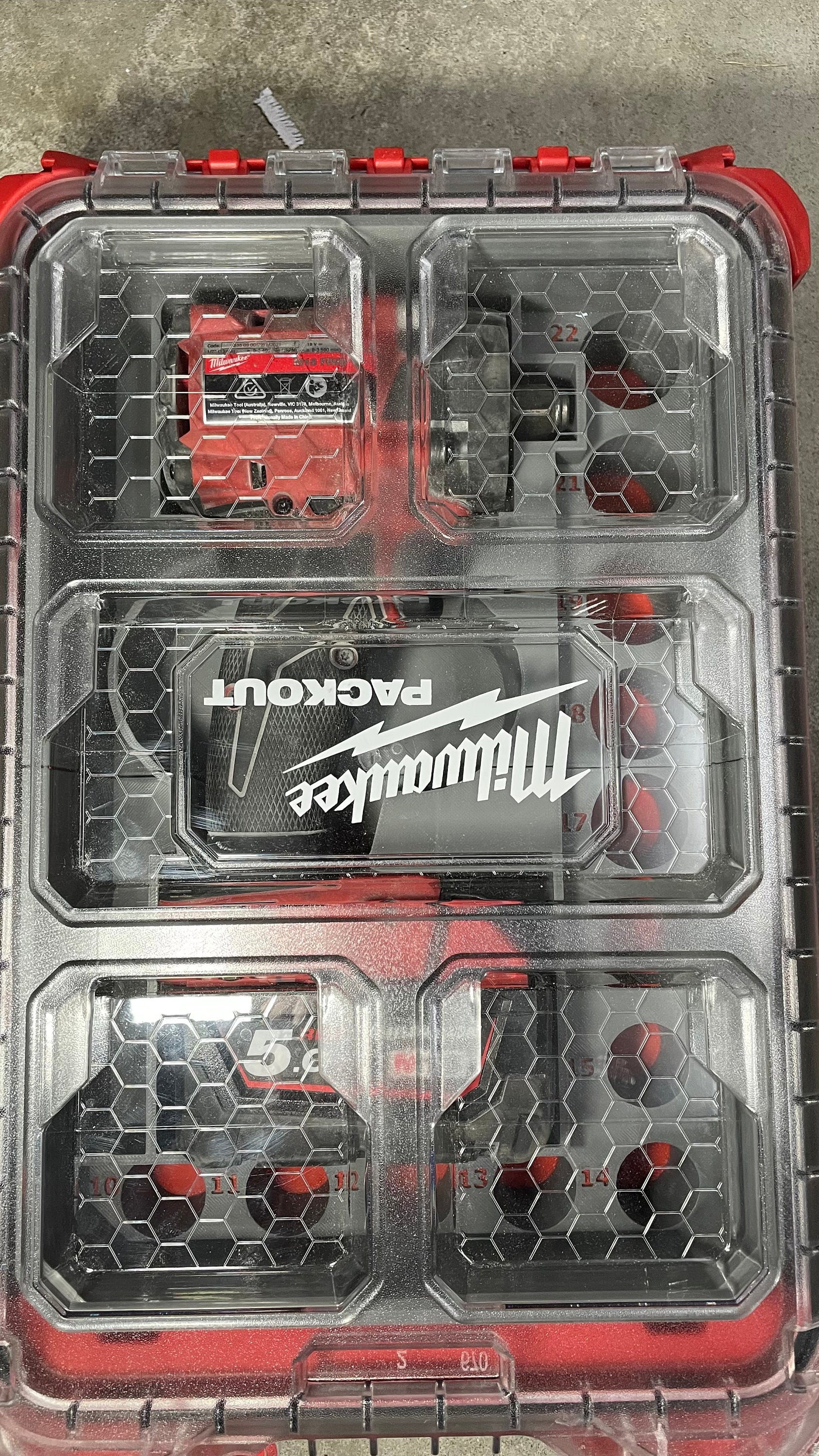 Milwaukee Packout Full size Bin for Stubby Impact FIW2F12 / FIW2P12 (2855-20 / 2885P-20) And / Or Metric Deep Impact socket set 49667054