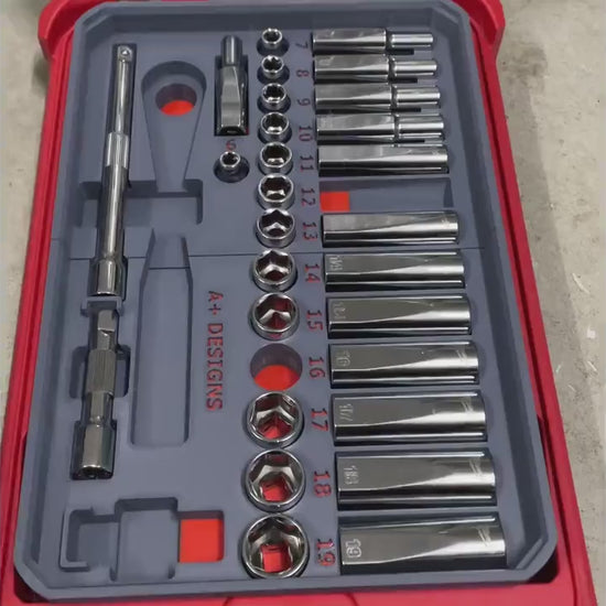 3D printed Packout insert for 3/8 Metric & SAE socket set for 48-22-9508 48-22-9408 Milwaukee Packout