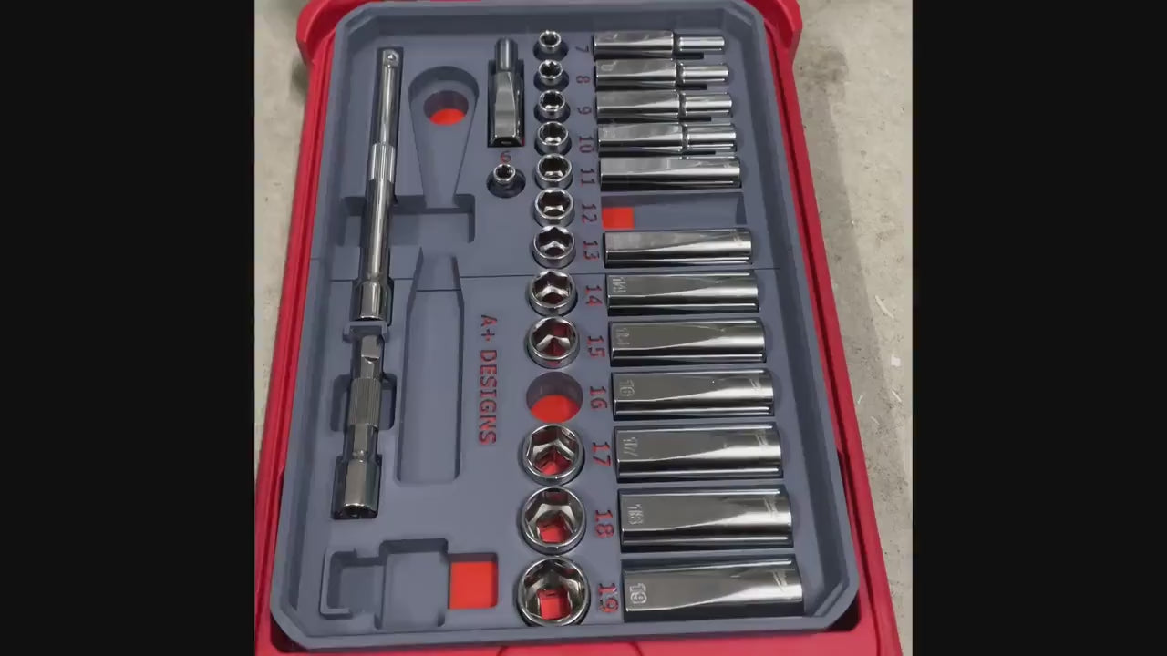 3D printed Packout insert for 3/8 Metric & SAE socket set for 48-22-9508 48-22-9408 Milwaukee Packout